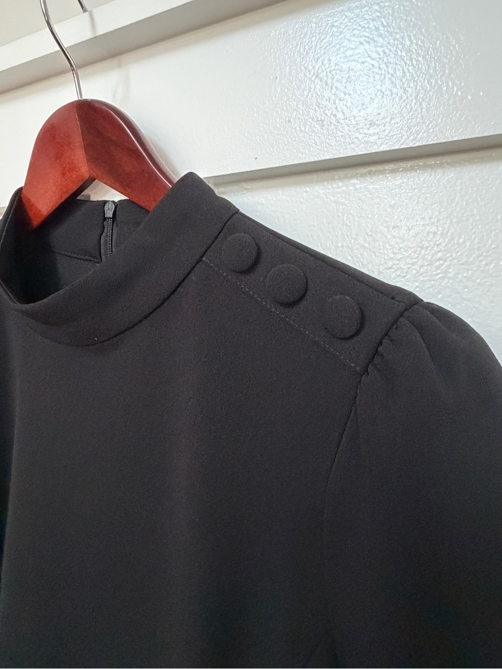 NWT Black Mock Neck Button-Shoulder Women's Dress